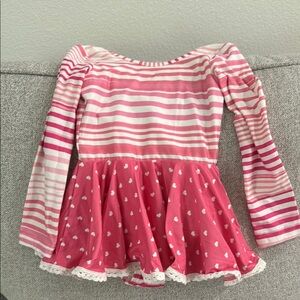 Pink Striped Long Sleeve Dress